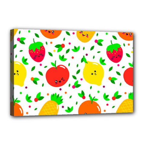 Pattern Fruits Orange Green Canvas 18  X 12  (stretched)