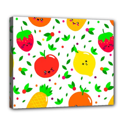 Pattern Fruits Orange Green Deluxe Canvas 24  X 20  (stretched) by HermanTelo