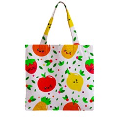 Pattern Fruits Orange Green Zipper Grocery Tote Bag