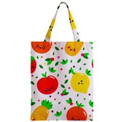 Pattern Fruits Orange Green Zipper Classic Tote Bag