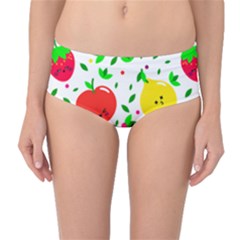 Pattern Fruits Orange Green Mid-waist Bikini Bottoms