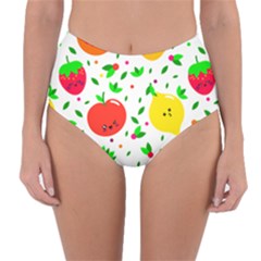 Pattern Fruits Orange Green Reversible High-waist Bikini Bottoms