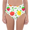 Pattern Fruits Orange Green Reversible High-Waist Bikini Bottoms View3