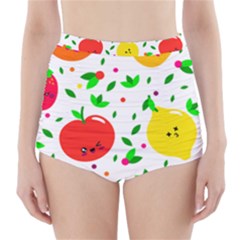 Pattern Fruits Orange Green High-waisted Bikini Bottoms