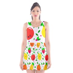 Pattern Fruits Orange Green Scoop Neck Skater Dress