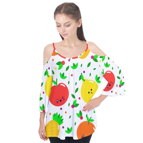 Pattern Fruits Orange Green Flutter Tees by HermanTelo