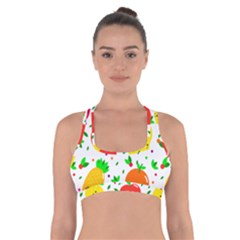 Pattern Fruits Orange Green Cross Back Sports Bra