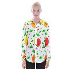 Pattern Fruits Orange Green Womens Long Sleeve Shirt