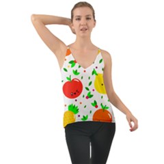 Pattern Fruits Orange Green Chiffon Cami