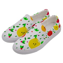 Pattern Fruits Orange Green Men s Canvas Slip Ons