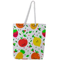 Pattern Fruits Orange Green Full Print Rope Handle Tote (large)