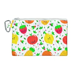 Pattern Fruits Orange Green Canvas Cosmetic Bag (large)