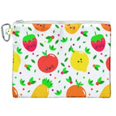 Pattern Fruits Orange Green Canvas Cosmetic Bag (xxl)