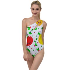 Pattern Fruits Orange Green To One Side Swimsuit