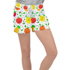 Pattern Fruits Orange Green Women s Velour Lounge Shorts