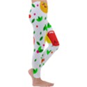 Pattern Fruits Orange Green Kids  Lightweight Velour Leggings View3