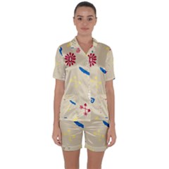 Pattern Culture Tribe American Satin Short Sleeve Pyjamas Set