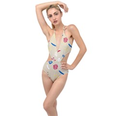 Pattern Culture Tribe American Plunging Cut Out Swimsuit by HermanTelo