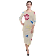 Pattern Culture Tribe American Quarter Sleeve Midi Velour Bodycon Dress