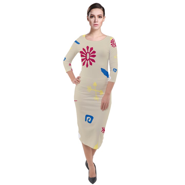 Pattern Culture Tribe American Quarter Sleeve Midi Velour Bodycon Dress