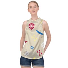 Pattern Culture Tribe American High Neck Satin Top by HermanTelo