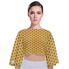 Pattern Halloween Pumpkin Color Tie Back Butterfly Sleeve Chiffon Top