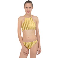 Pattern Halloween Pumpkin Color Racer Front Bikini Set by HermanTelo