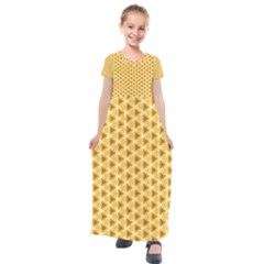 Pattern Halloween Pumpkin Color Kids  Short Sleeve Maxi Dress by HermanTelo