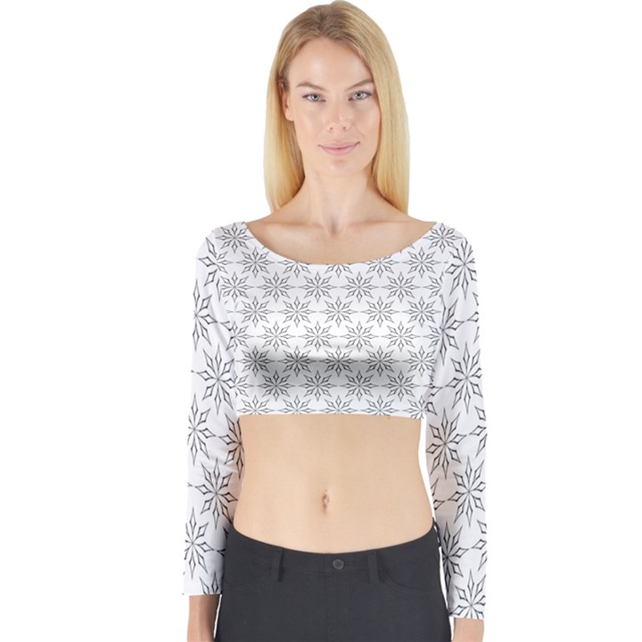 Ornamental Star Mandala Long Sleeve Crop Top