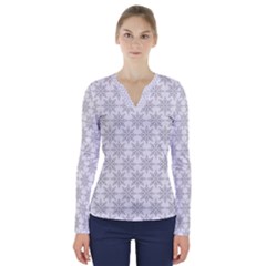 Ornamental Star Mandala V-neck Long Sleeve Top by HermanTelo