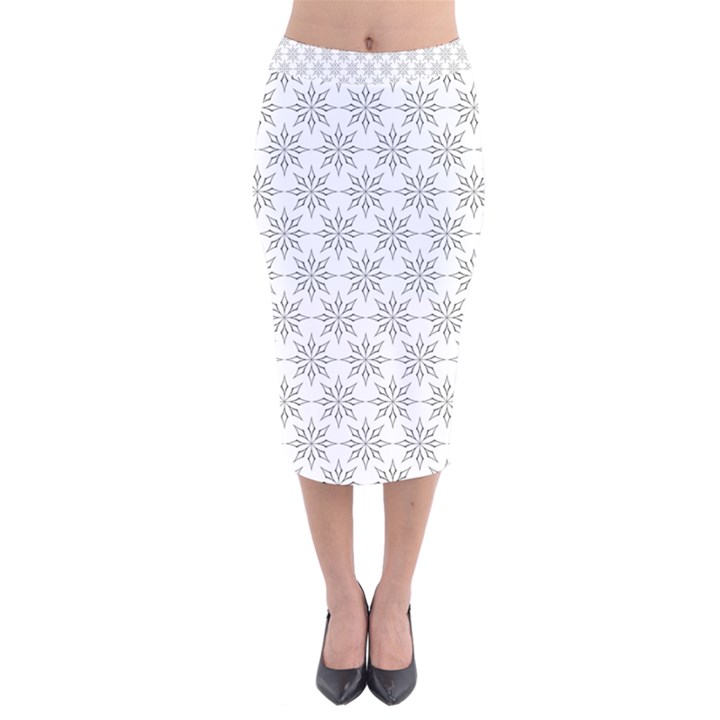 Ornamental Star Mandala Velvet Midi Pencil Skirt