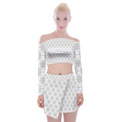 Ornamental Star Mandala Off Shoulder Top With Mini Skirt Set