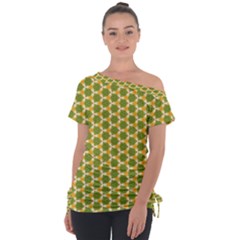 Pattern Halloween Pumpkin Color Green Tie-up Tee