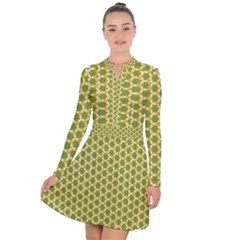 Pattern Halloween Pumpkin Color Green Long Sleeve Panel Dress by HermanTelo