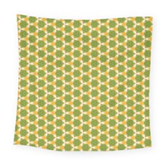 Pattern Halloween Pumpkin Color Green Square Tapestry (large)