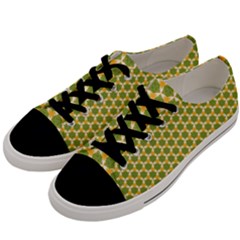 Pattern Halloween Pumpkin Color Green Men s Low Top Canvas Sneakers by HermanTelo