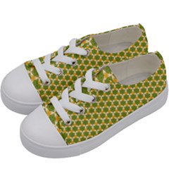 Pattern Halloween Pumpkin Color Green Kids  Low Top Canvas Sneakers