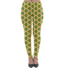 Pattern Halloween Pumpkin Color Green Lightweight Velour Leggings by HermanTelo