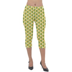 Pattern Halloween Pumpkin Color Green Lightweight Velour Capri Leggings 