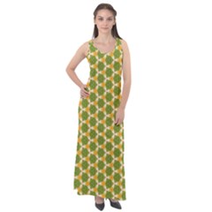 Pattern Halloween Pumpkin Color Green Sleeveless Velour Maxi Dress by HermanTelo