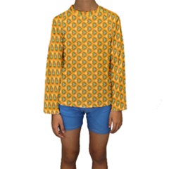 Pattern Halloween Pumpkin Color Leaf Kids  Long Sleeve Swimwear