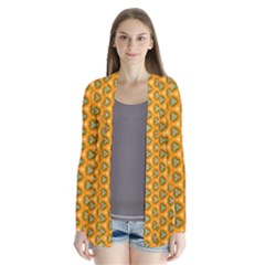 Pattern Halloween Pumpkin Color Leaf Drape Collar Cardigan