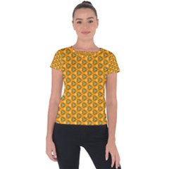 Pattern Halloween Pumpkin Color Leaf Short Sleeve Sports Top  by HermanTelo