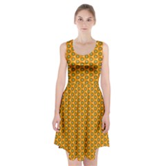 Pattern Halloween Pumpkin Color Leaf Racerback Midi Dress