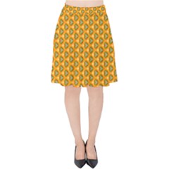 Pattern Halloween Pumpkin Color Leaf Velvet High Waist Skirt