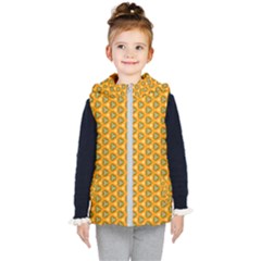 Pattern Halloween Pumpkin Color Leaf Kids  Hooded Puffer Vest by HermanTelo