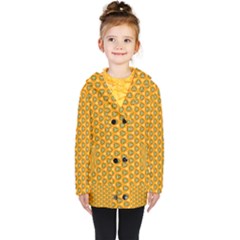 Pattern Halloween Pumpkin Color Leaf Kids  Double Breasted Button Coat