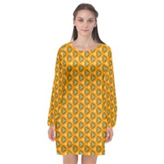 Pattern Halloween Pumpkin Color Leaf Long Sleeve Chiffon Shift Dress  by HermanTelo