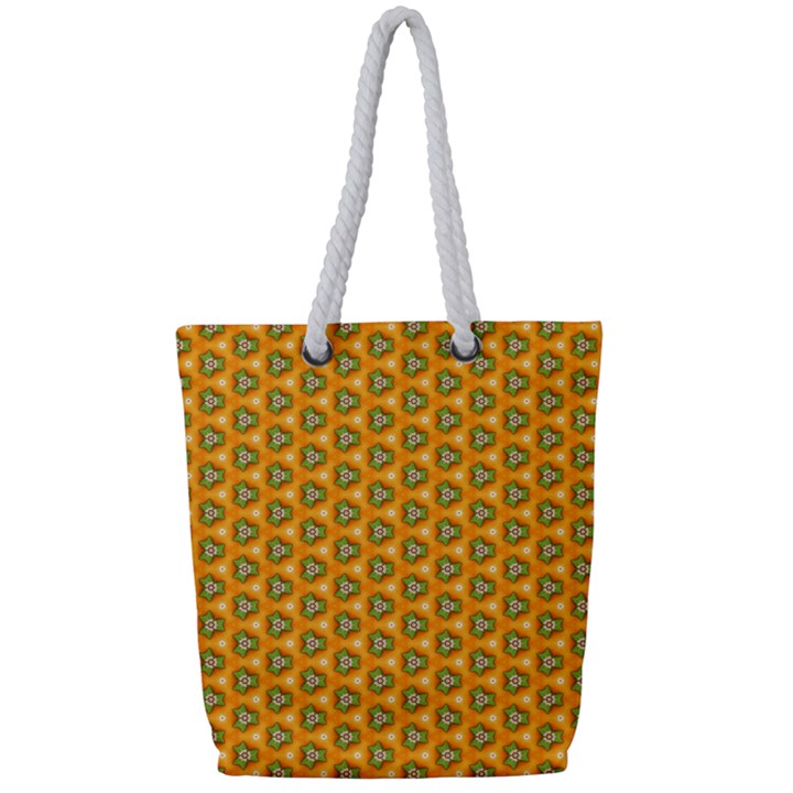 Pattern Halloween Pumpkin Color Leaf Full Print Rope Handle Tote (Small)