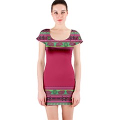 Ornaments Mexico Cheerful Short Sleeve Bodycon Dress